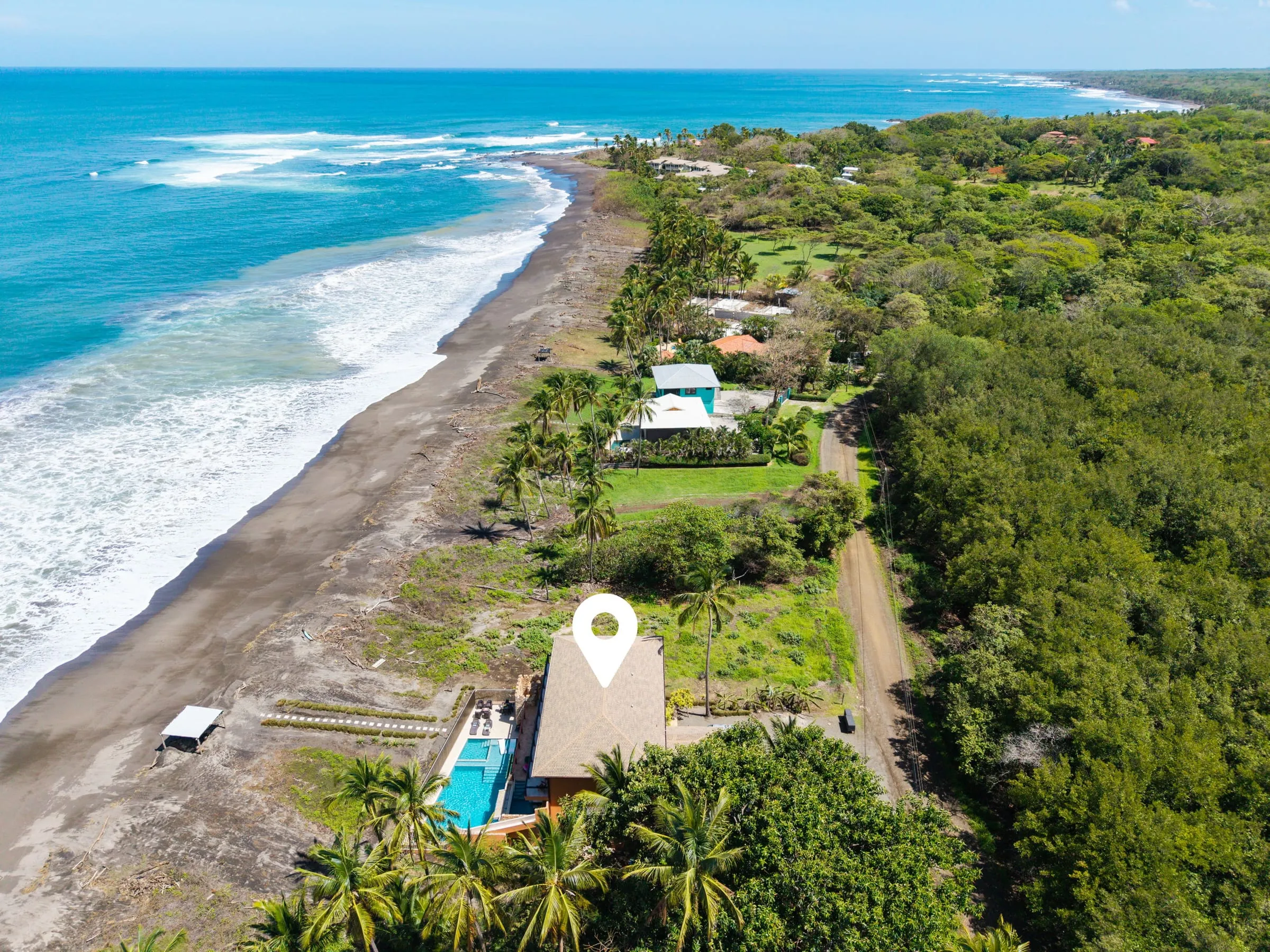 Aerial view of Castillo de Coral on Playa Junquillal